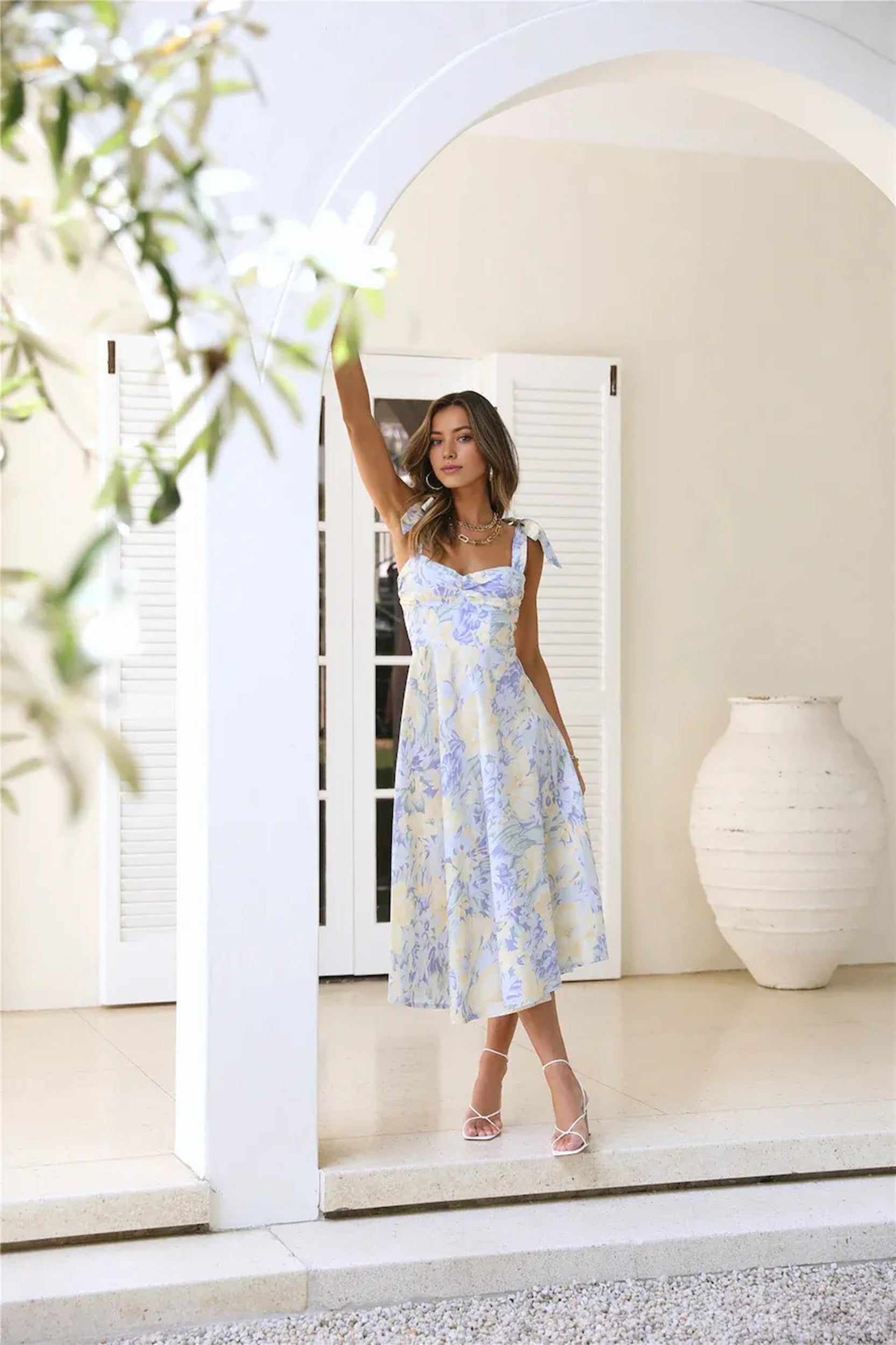 Tropical Mood Midi Dress Print Blue